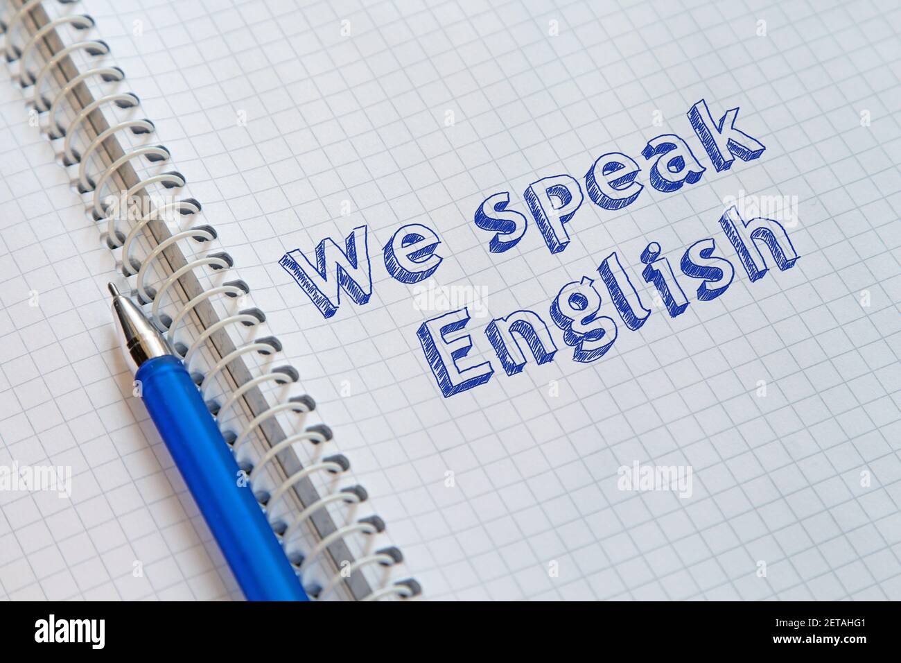 Wir sprechen Englisch Stockfoto