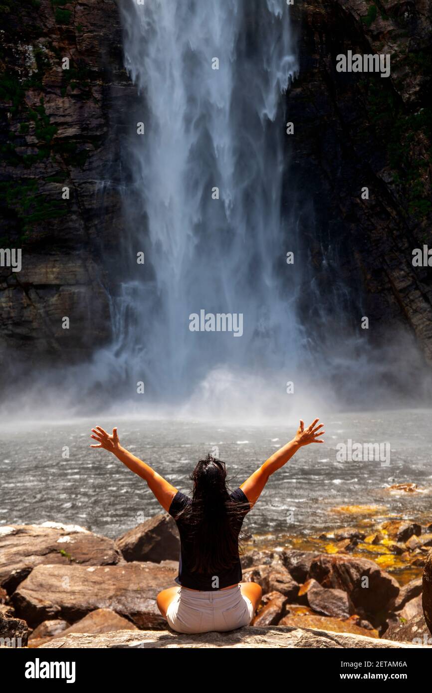 Casca D'anta Wasserfall am São Francisco Fluss, Serra da Canastra Nationalpark, Minas Gerais, Brasilien Stockfoto