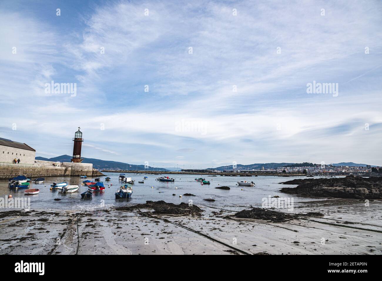 Der Leuchtturmstrand am rias baixas, Galicien, La playa del faro und las rias baixas Stockfoto