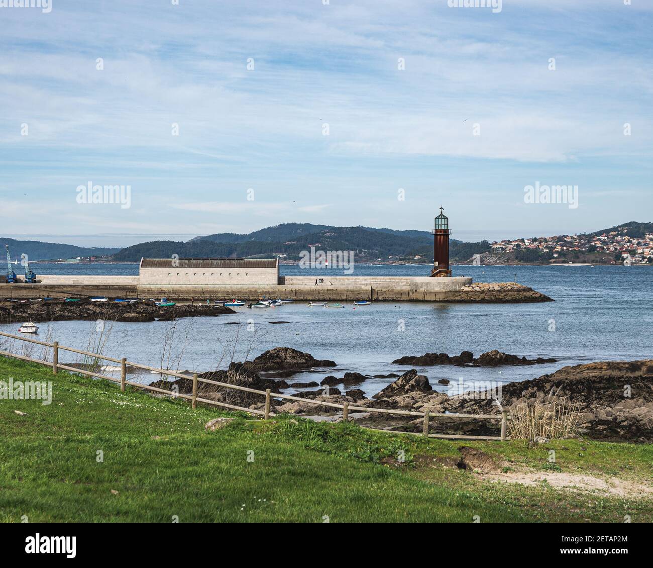 Der Leuchtturmstrand am rias baixas, Galicien, La playa del faro und las rias baixas Stockfoto