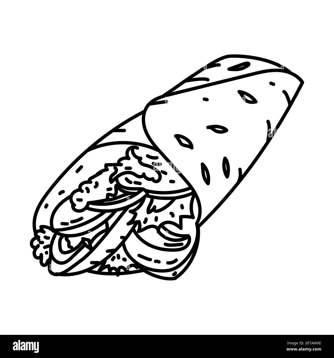 Döner Kebab Deutschland Food Hand Gezeichnet Icon Set Vektor. Stock Vektor