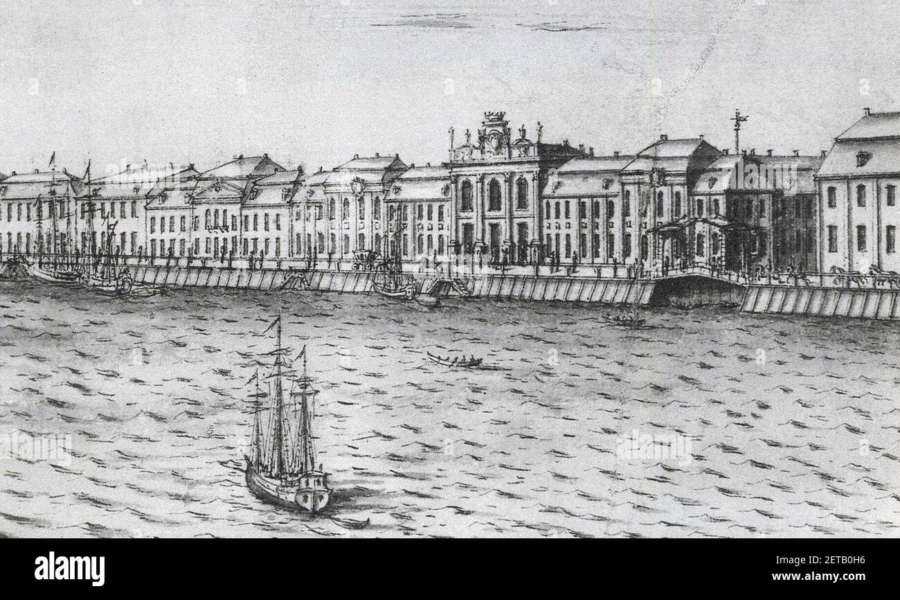 Peter I.'s Winterpalast im Jahr 1725. Stockfoto