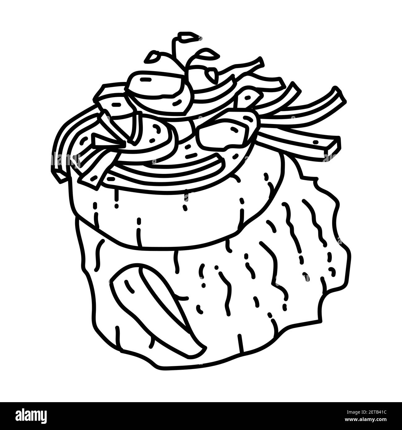 Himmel un aad Deutschland Lebensmittel handgezeichnete Icon Set Vektor. Stock Vektor