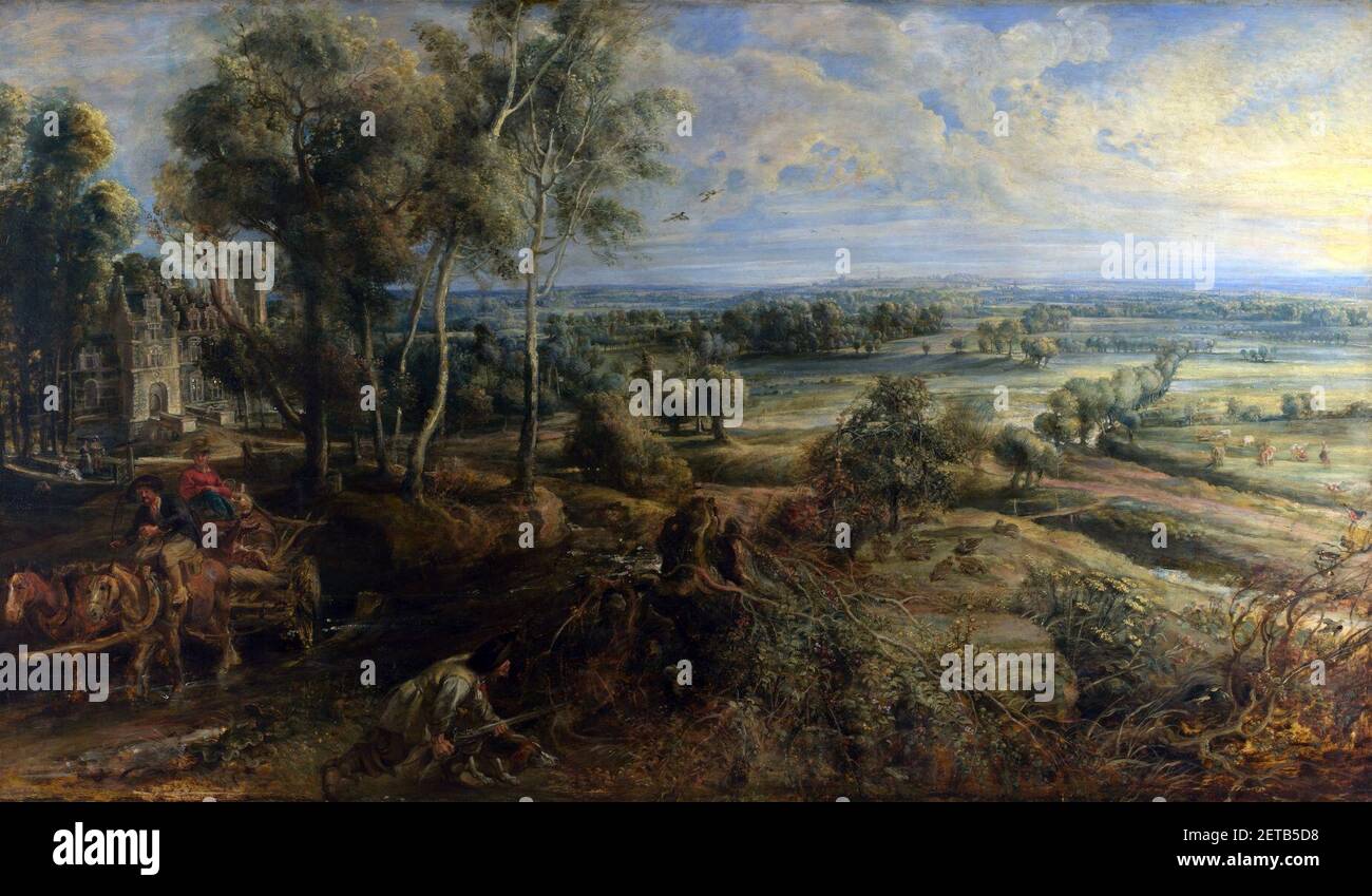 Peter Paul Rubens - EIN Blick auf Het Steen am frühen Morgen. Stockfoto