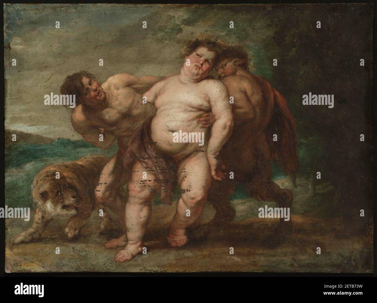 Peter Paul Rubens - Betrunkener Bacchus mit Faun und Satyr - 79,164 Stockfoto