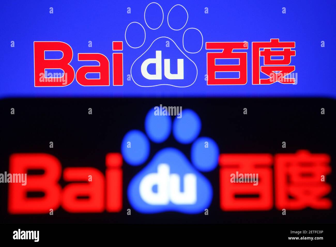 Ukraine. März 2021, 2nd. In dieser Abbildung ist das Baidu-Logo eines chinesischen multinationalen Technologieunternehmens auf einem Smartphone und einem pc-Bildschirm zu sehen. Kredit: Pavlo Gonchar/SOPA Images/ZUMA Wire/Alamy Live Nachrichten Stockfoto