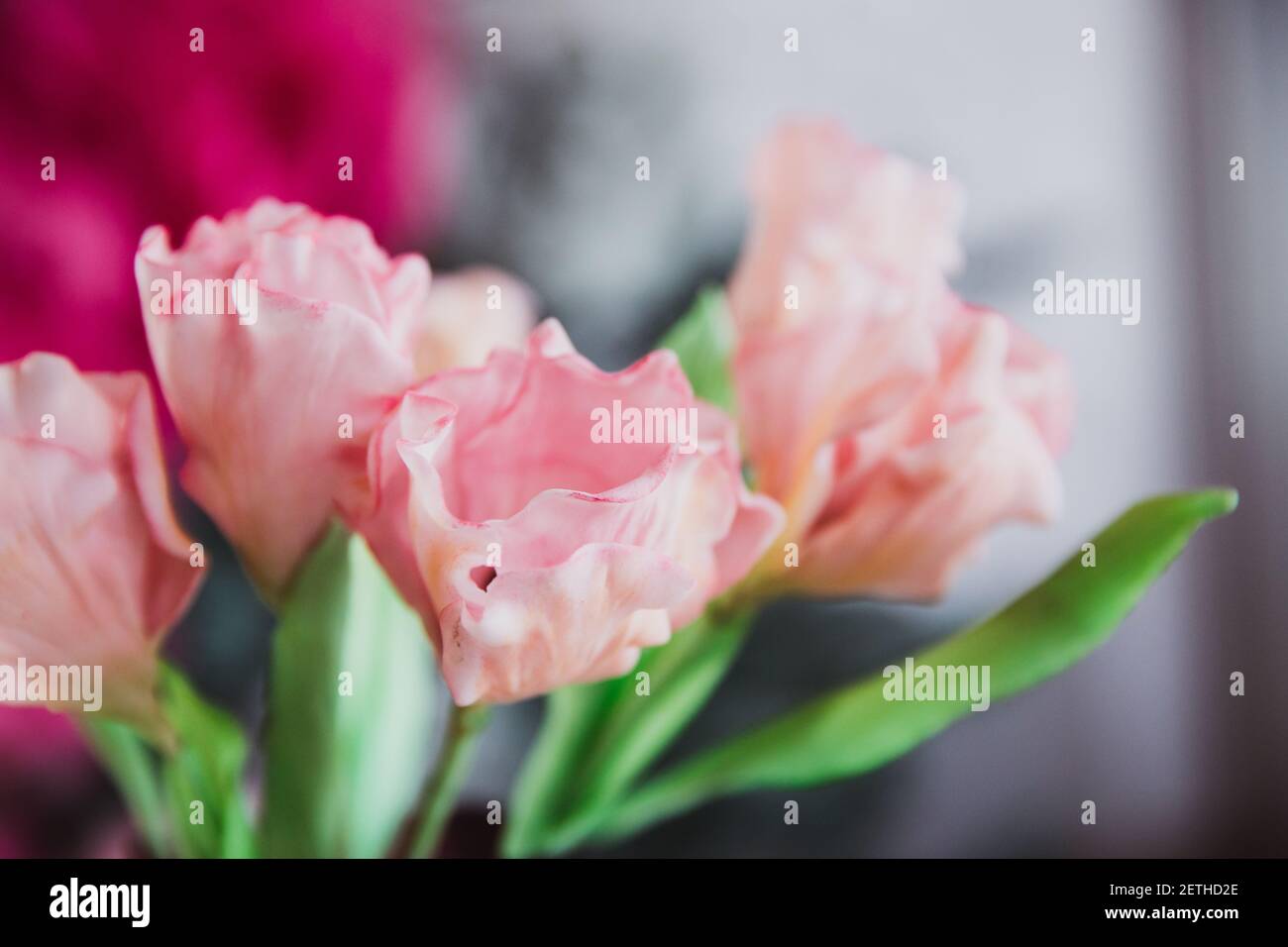 Rosa Blumen in weichen Stil für Hintergrund. Unscharf, Unschärfe Stockfoto