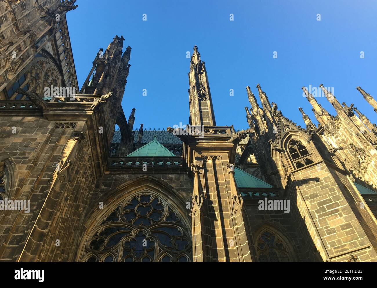 Elemente der Fassade der Prager Burg. Tschechische Republik, Prag Stockfoto