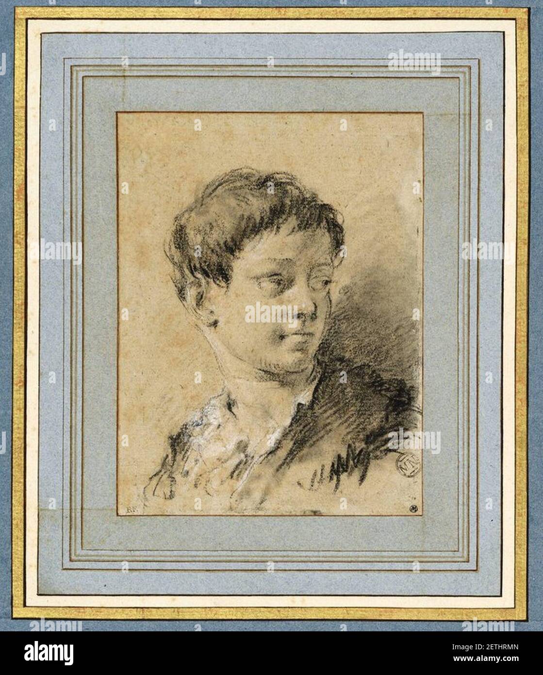 Piazzetta - Buste de jeune homme, de trois Quarts, regardant vers la droite, INV 5267, Recto. Stockfoto