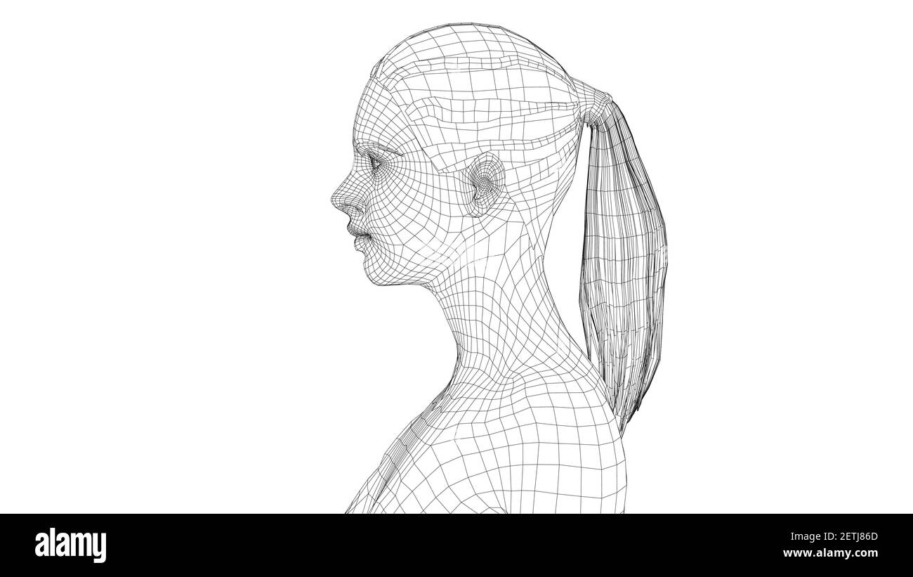 Wireframe Portrait eines jungen schönen Mädchens Stock Vektor