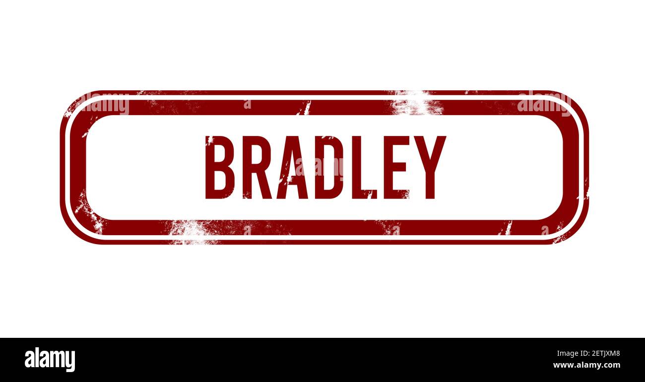 Bradley - roter Grunge-Knopf, Stempel Stockfoto