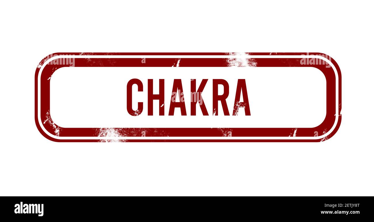 Chakra - roter Grunge-Knopf, Stempel Stockfoto