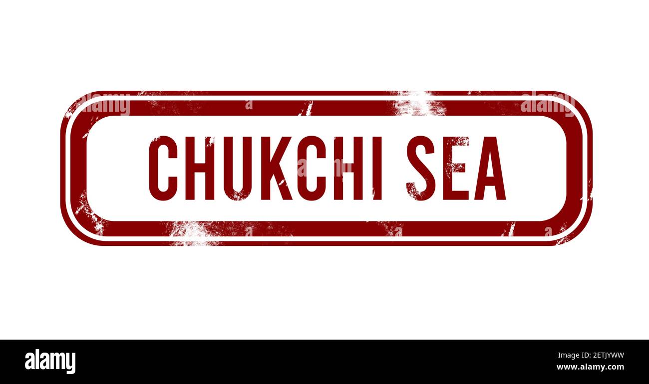 Chukchi Sea - roter Grunge Knopf, Stempel Stockfoto