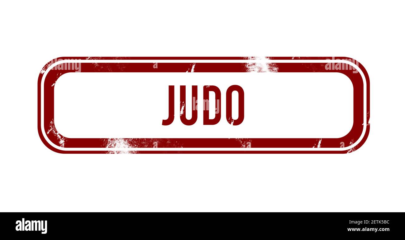 Judo - roter Grunge-Knopf, Stempel Stockfoto