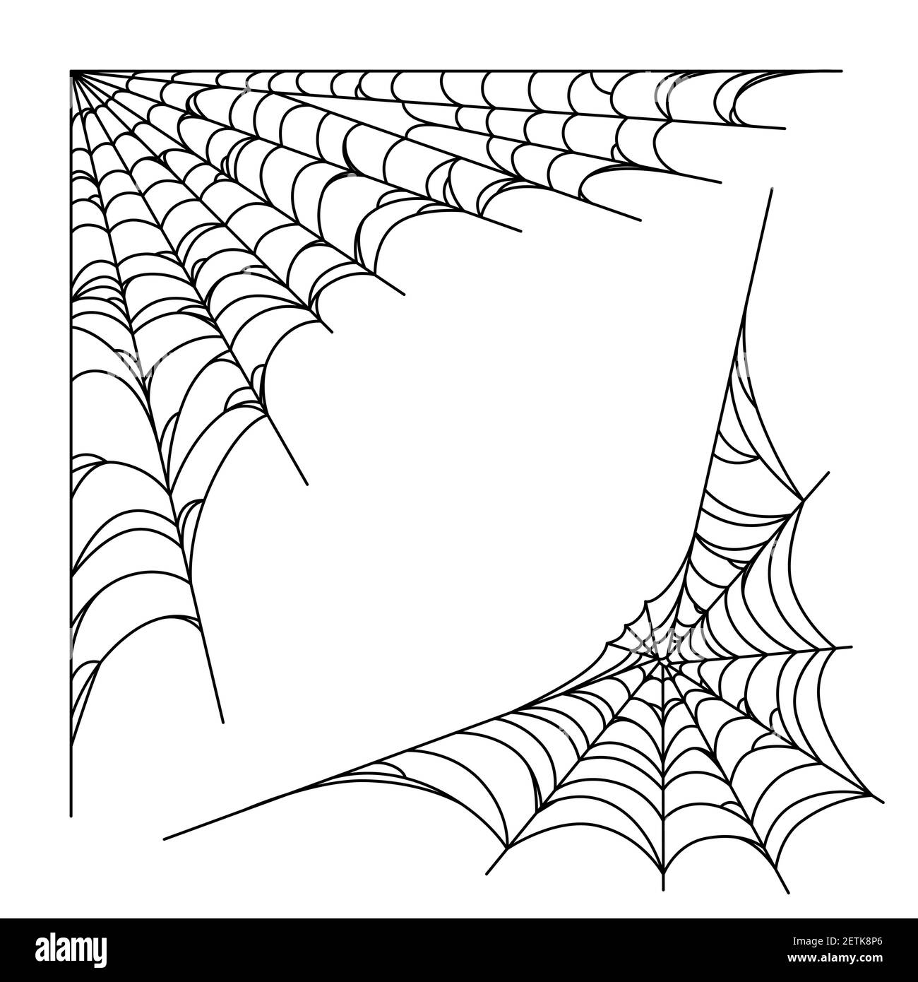 Spinnennetz-Ecken für Halloween-Designs. Spiderweb Ecken isoliert in weißem Hintergrund. Vektordarstellung Stock Vektor