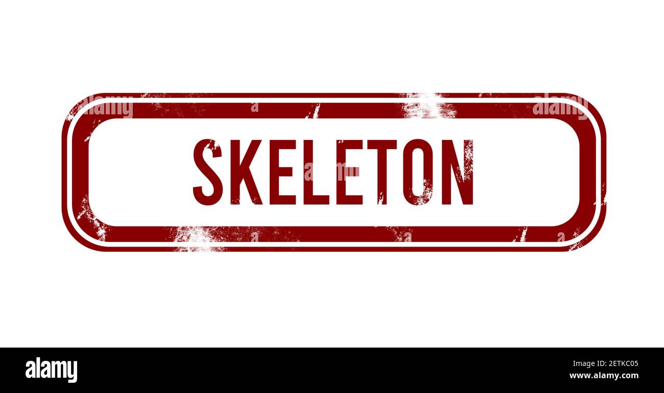 Skelett - roter Grunge-Knopf, Stempel Stockfoto