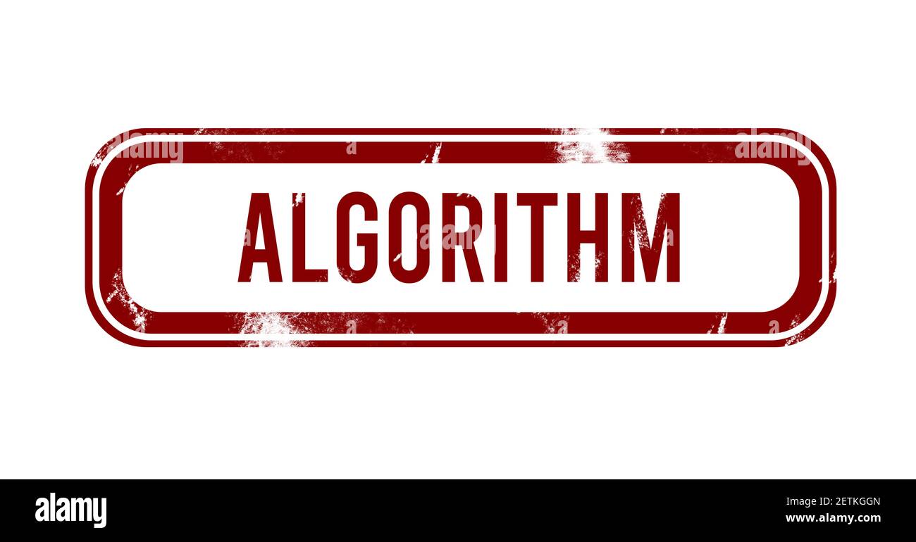 Algorithmus - Rot grunge-Taste, Stempel Stockfoto