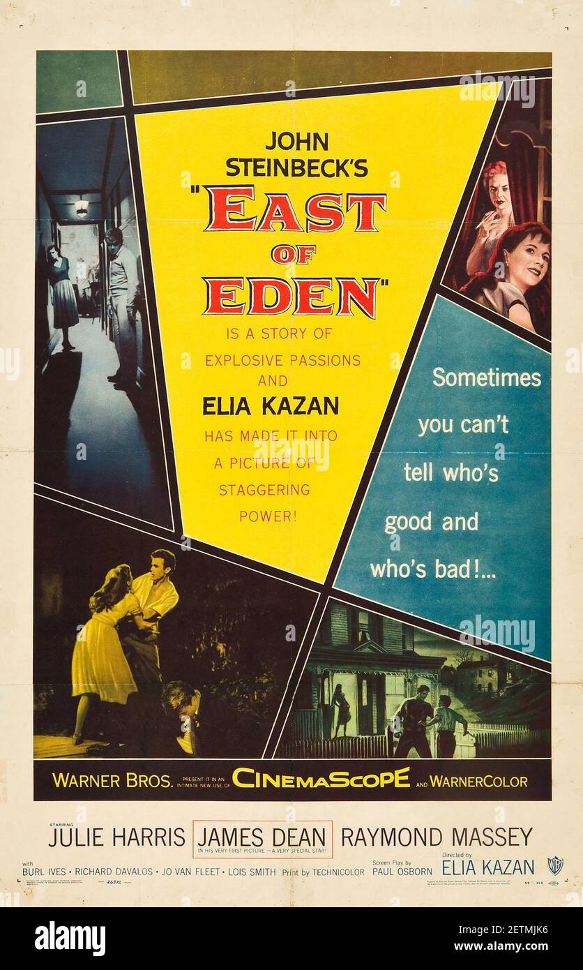 James Dean Filmplakat East of Eden 1955.feat. Julie Harris, Raymond Massey und Richard Davalos. Regie: Elia Kazan. Stockfoto