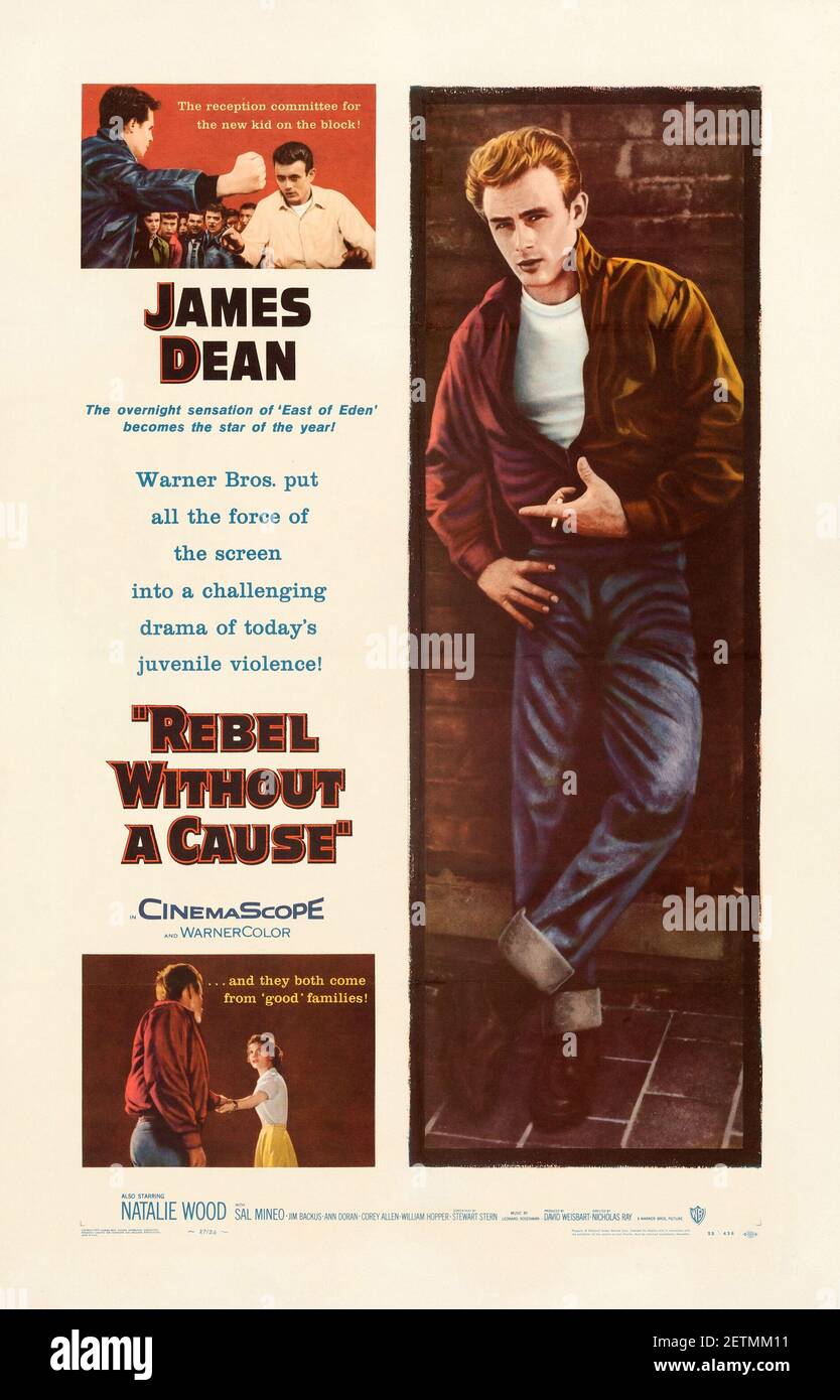 James Dean Filmplakat, Rebel ohne Cause,1955. Stockfoto