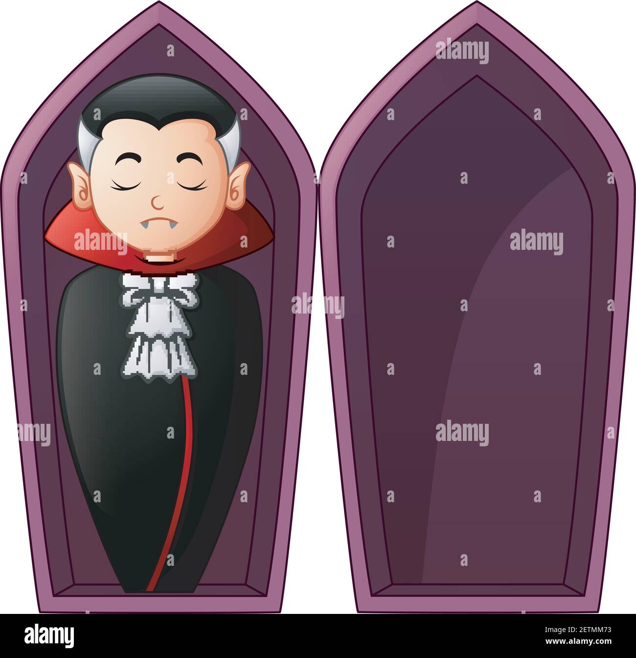 Vektor-Illustration von Cartoon Vampir in offenen Särgen Stock Vektor