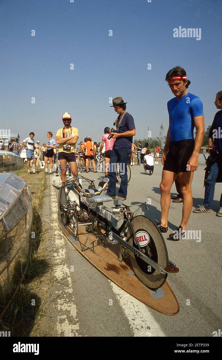 World Human Powered Speed Championship Riverside Race Track California USA 1980 Stockfoto