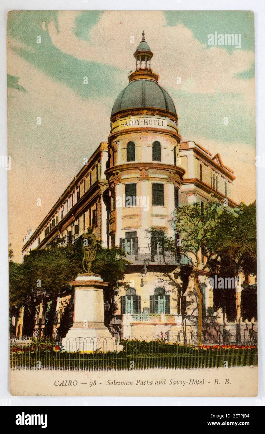 Alte Ägyptische Postkarte Werbung Savoy Hotel Cairo Stockfoto