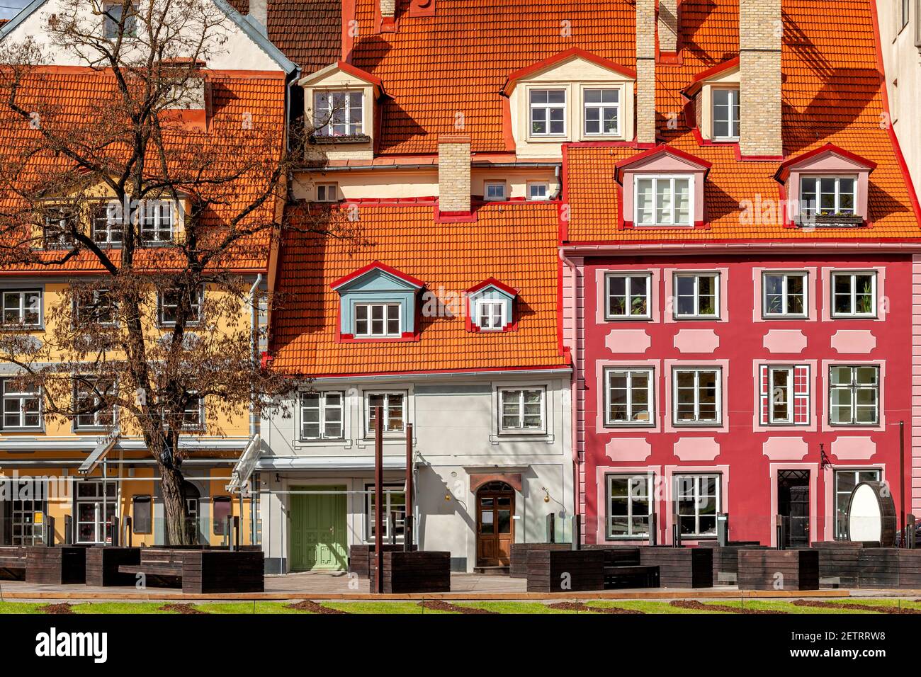 Der Livu-Platz in der Altstadt von Riga, Lettland Stockfoto