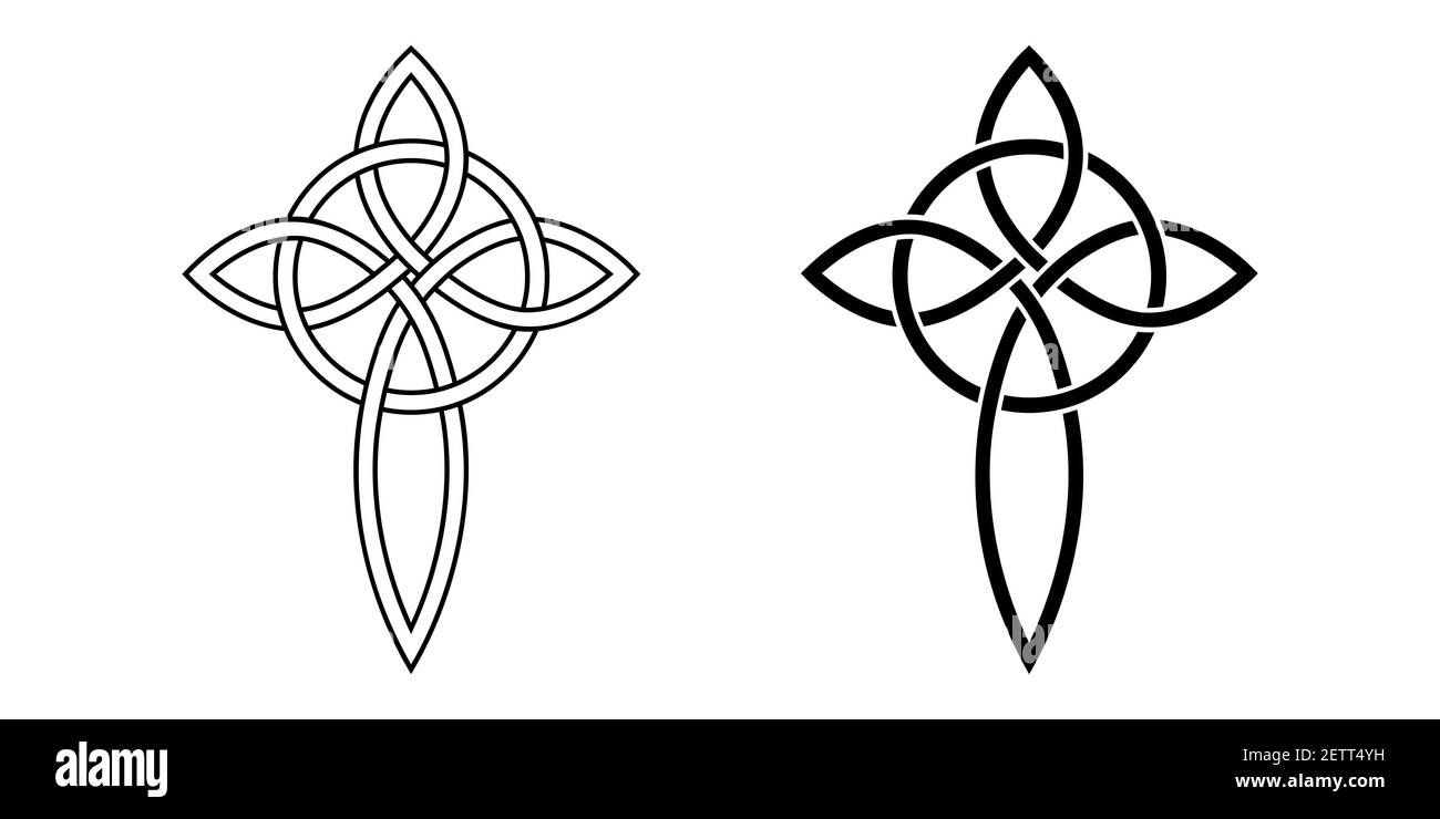 Keltischer Kreuzknoten und Kreis wunderschöne Anhänger Symbol Freundschaft, Zuneigung Liebe zu Gott und Glauben, Kreuzknoten mit Ring Stock Vektor