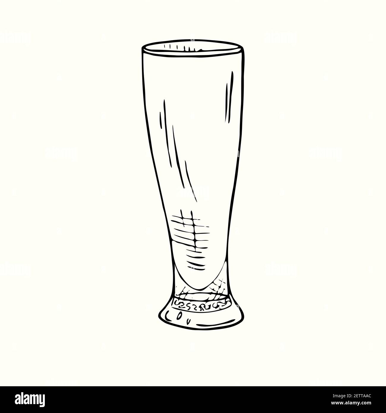 Bierglas isoliert, skizzieren einfache Doodle Zeichnung, Tiefdruck-Stil, Design-Element Stockfotografie