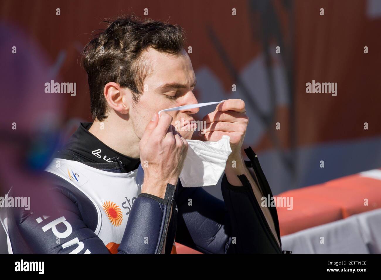 Oberstdorf, Deutschland. März 2021, 02nd. Mund-Nase Schutz;Mund-Nase Abdeckung;Prävention;FFP2 Credit: Daniel Karmann/dpa/Alamy Live News Stockfoto