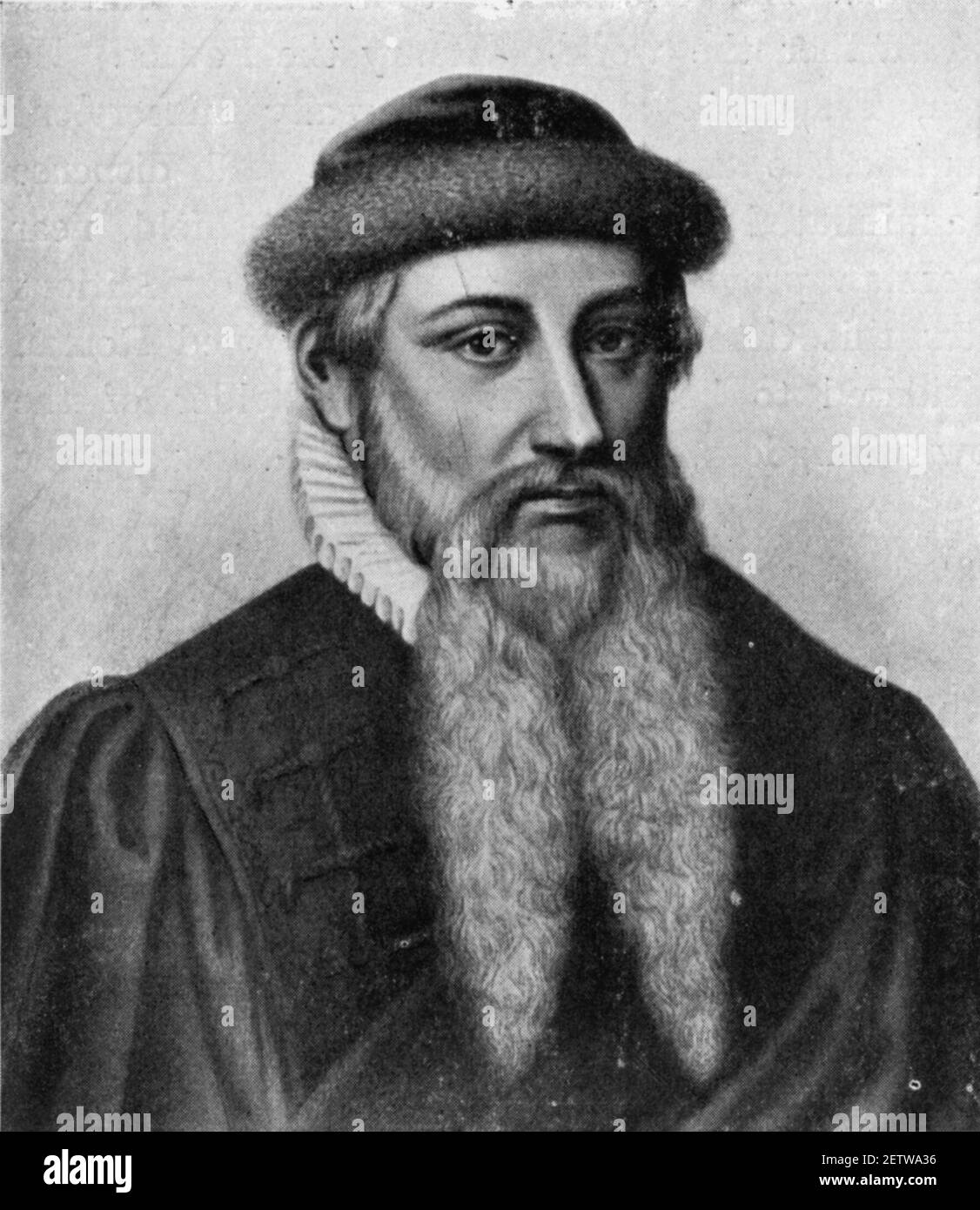 Eine Vintage-Illustration um 1400 von Johannes Gutenberg oder Johannes Gensfleisch zur Laden zum Gutenberg Erfinder der beweglichen Druckmaschine. Stockfoto