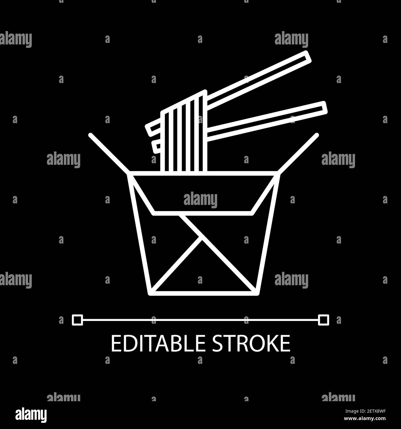 Chinesische nehmen aus weißen linearen Symbol für dunkle Thema Stock Vektor