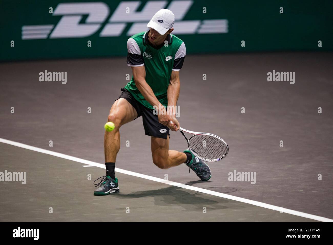 Rotterdam, Niederlande, 2. märz 2021, ABNAMRO World Tennis Tournament, Ahoy, Erstrundenspiel: Alex De Minaur (AUS).Foto: www.tennisimages.com/henkkoster Stockfoto