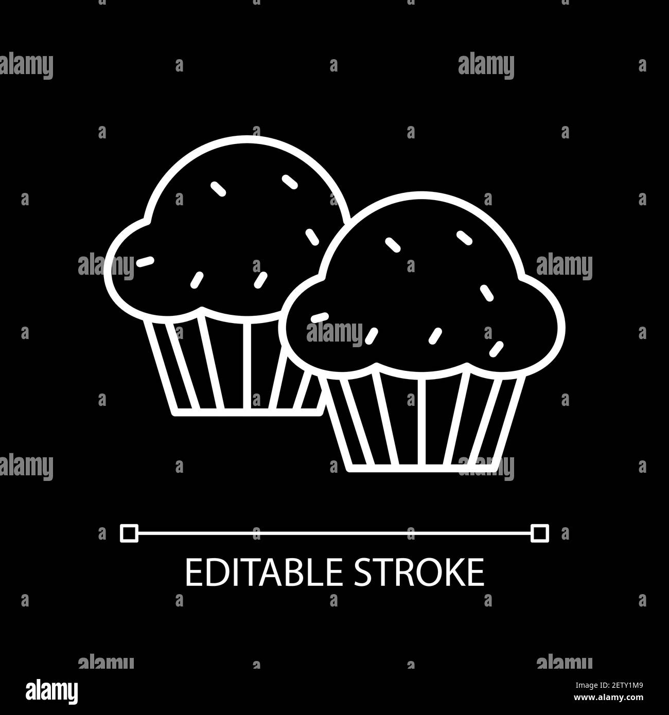 Muffins weißes lineares Symbol für dunkles Thema Stock Vektor