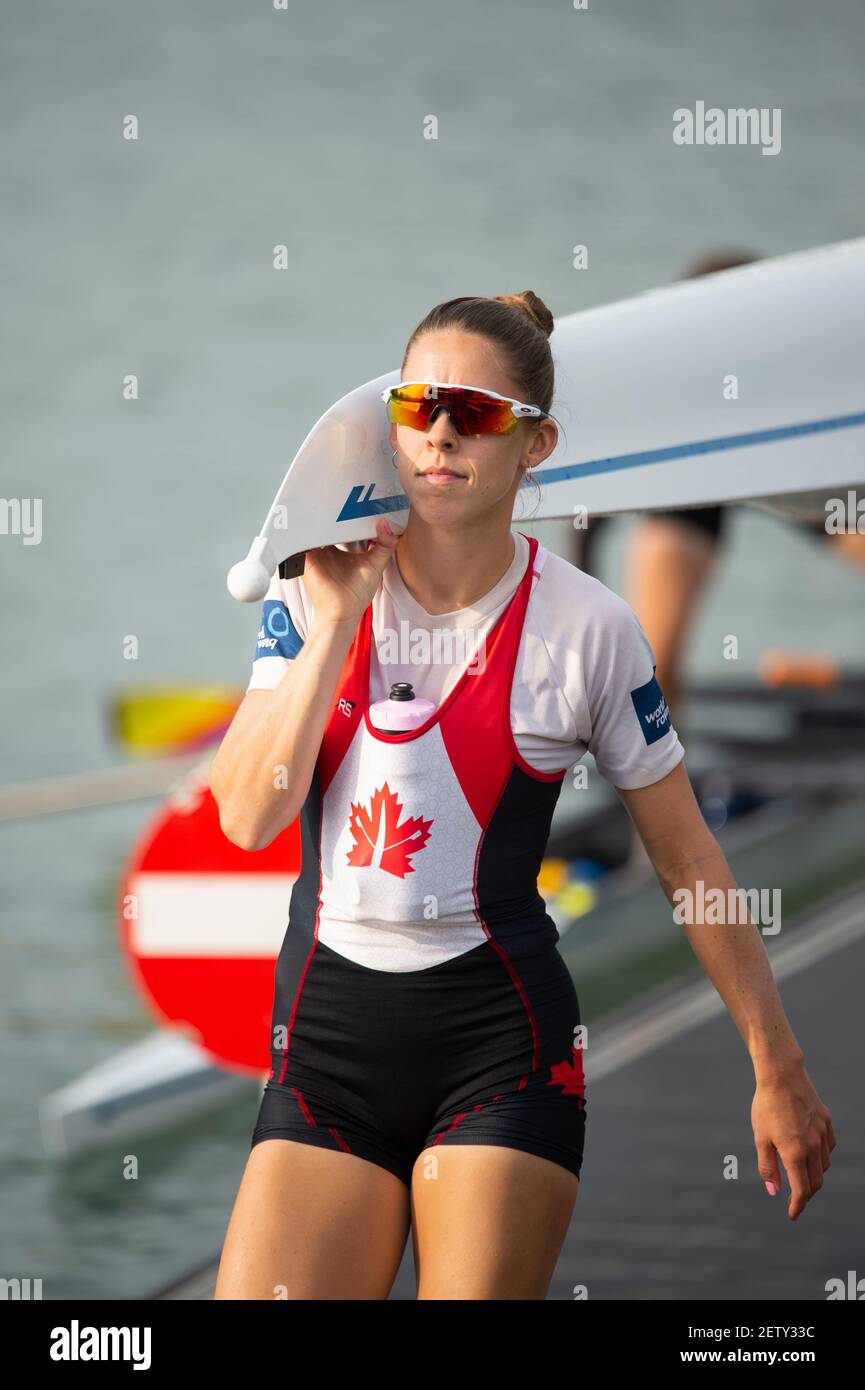 Linz, Österreich, Donnerstag, 29th. Aug 2019, FISA World Ruder Championship, Regatta, Boat Park Area, [Pflichtnachweis; Peter SPURRIER/Intersport Images] 08:24:26 29.08.19 Stockfoto