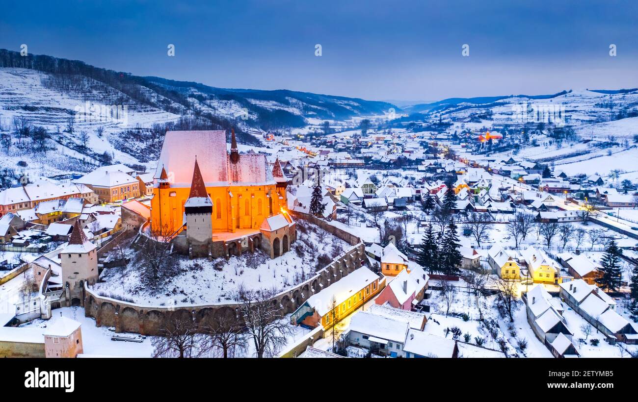 Biertan, Siebenbürgen. Sächsische Kirche in Siebenbürgen, UNESCO-Erbe von Rumänien Reise Hintergrund in Osteuropa. Stockfoto
