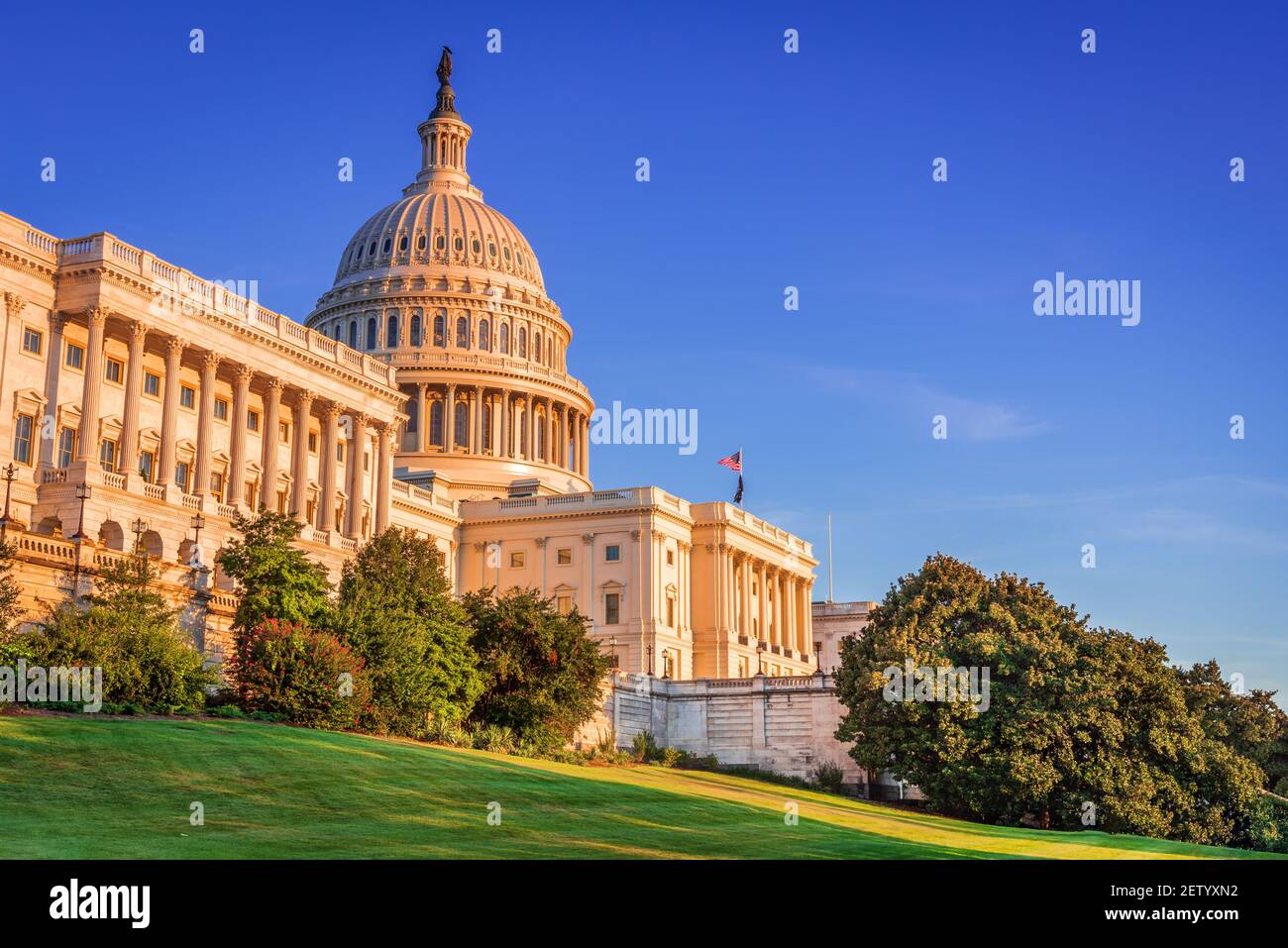 US Capitol in Washington DC am Abend, Vereinigte Staaten von Amerika. Stockfoto