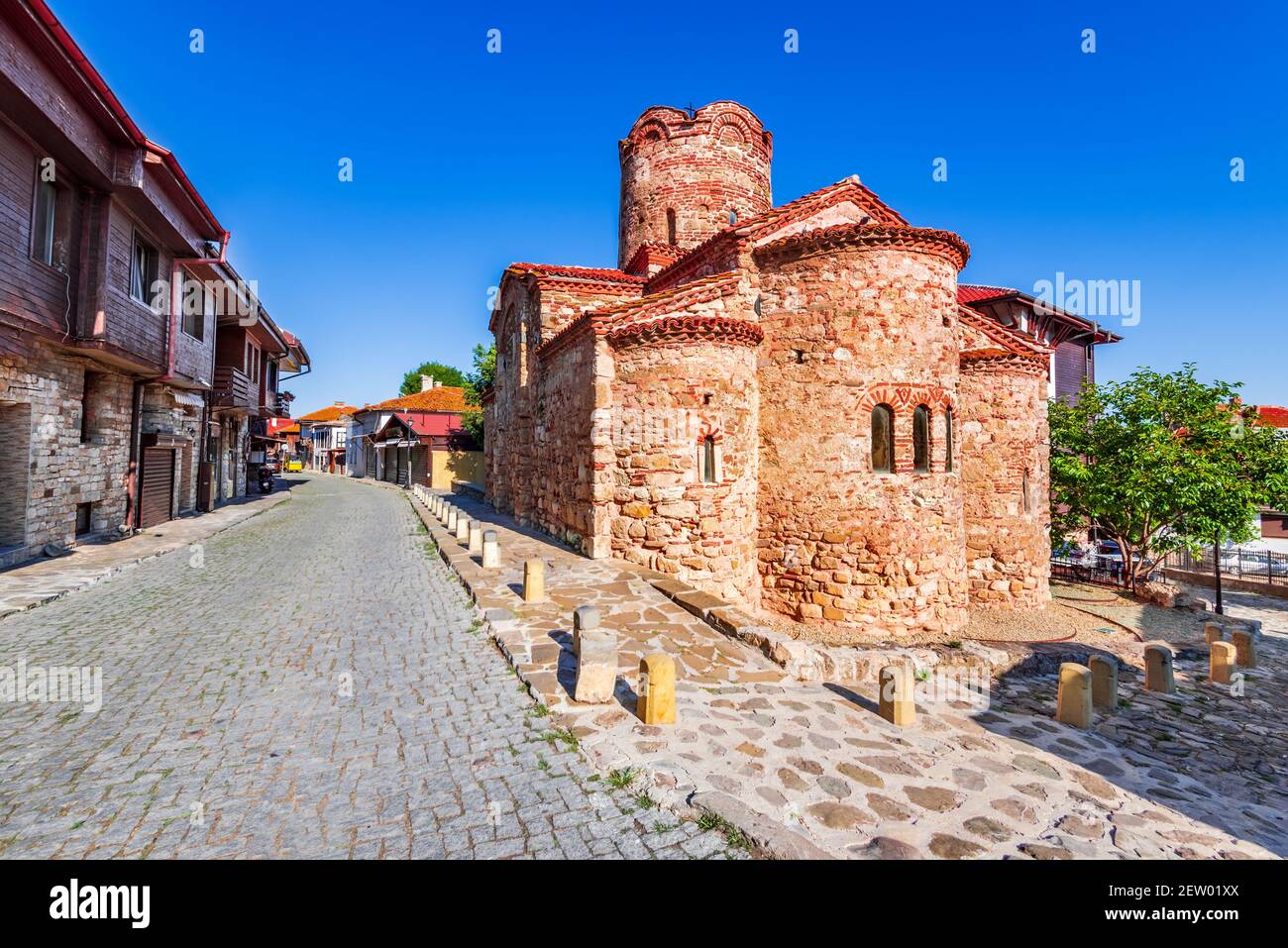 Nesebar, Bulgarien. Kirche des heiligen Johannes des Täufers in der Altstadt von Mesembria. Stockfoto