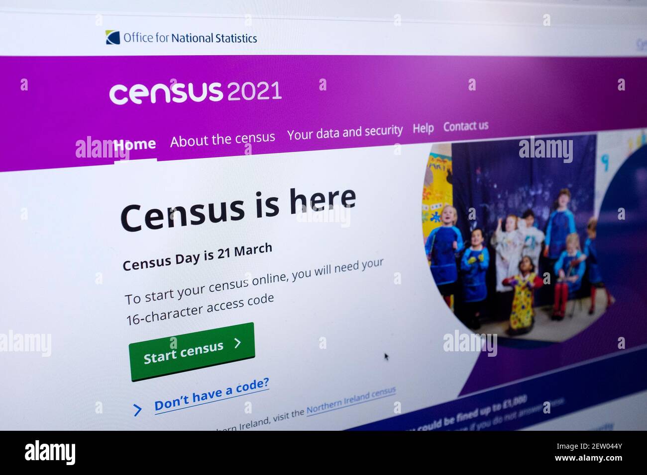 United Kingdom Census 2021 Online-Einreichungs-Website. Stockfoto