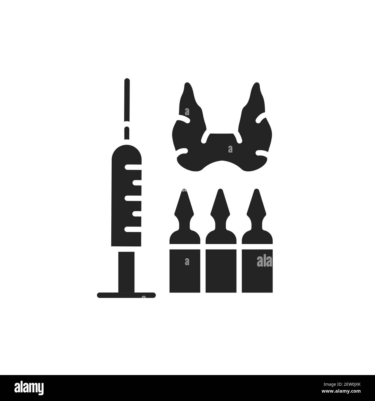 Symbol für die Schilddrüseninjektion der Behandlungslinie Isoliertes Vektorelement. Stock Vektor