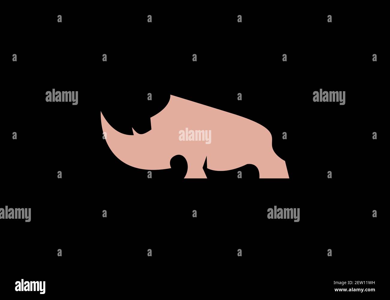 Einfache flache Stil der großen Nashorn-Design Stock Vektor