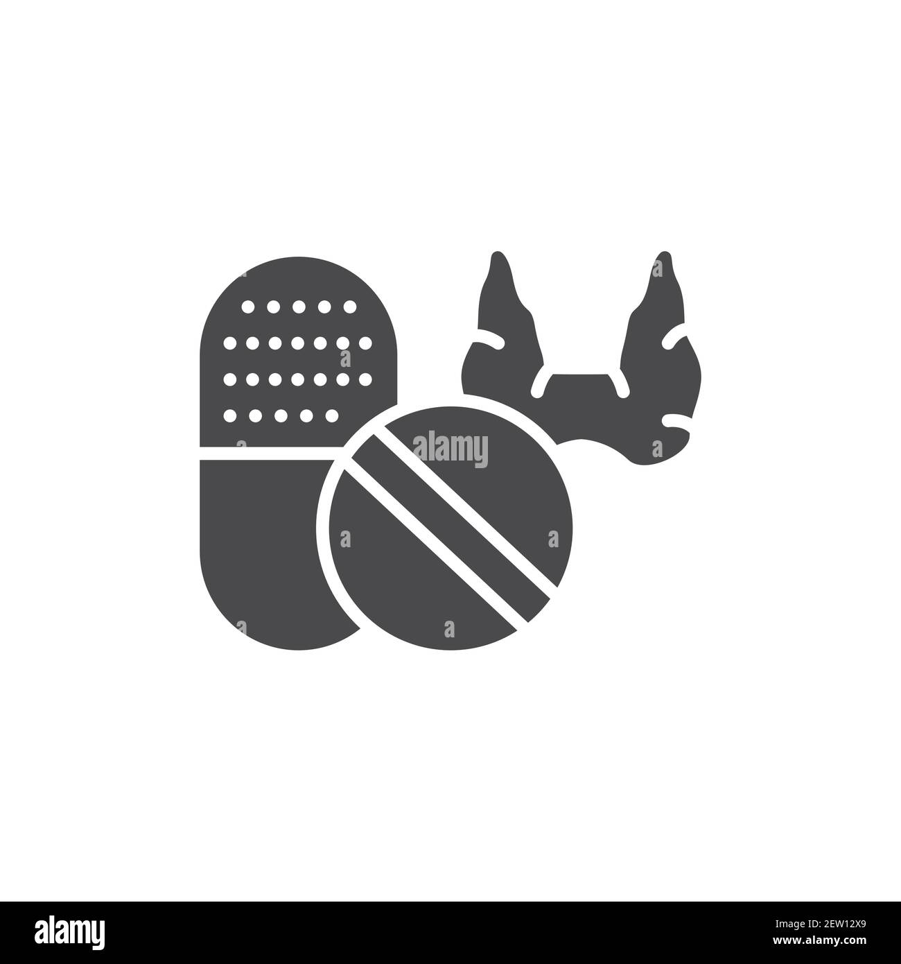 Symbol für Schilddrüsenbestrahlung. Isoliertes Vektorelement. Stock Vektor