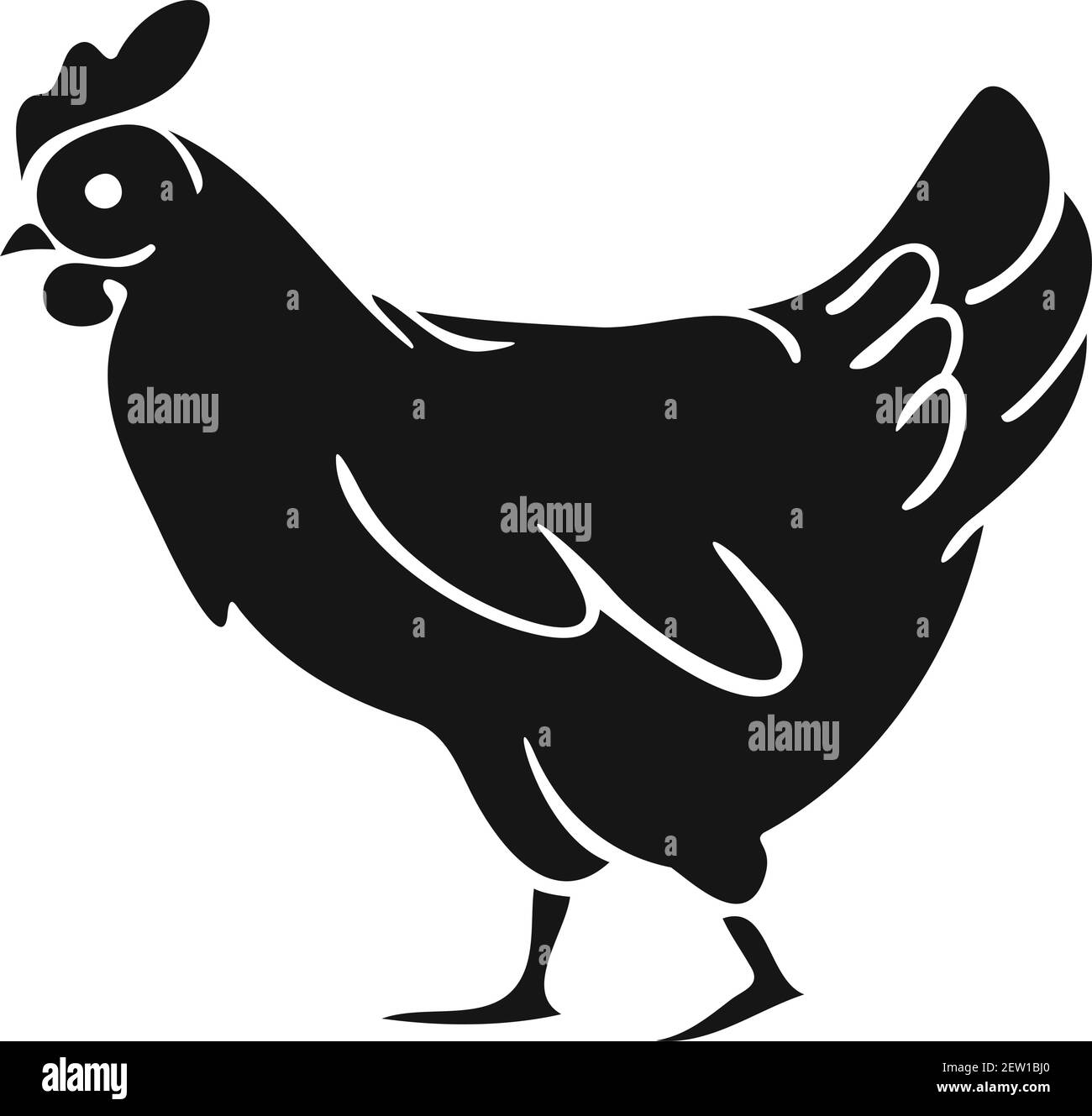 Vektor-Illustration schwarze Silhouette von Henne isoliert auf einem weißen Hintergrund. Design mit Bauernvögeln. Stock Vektor