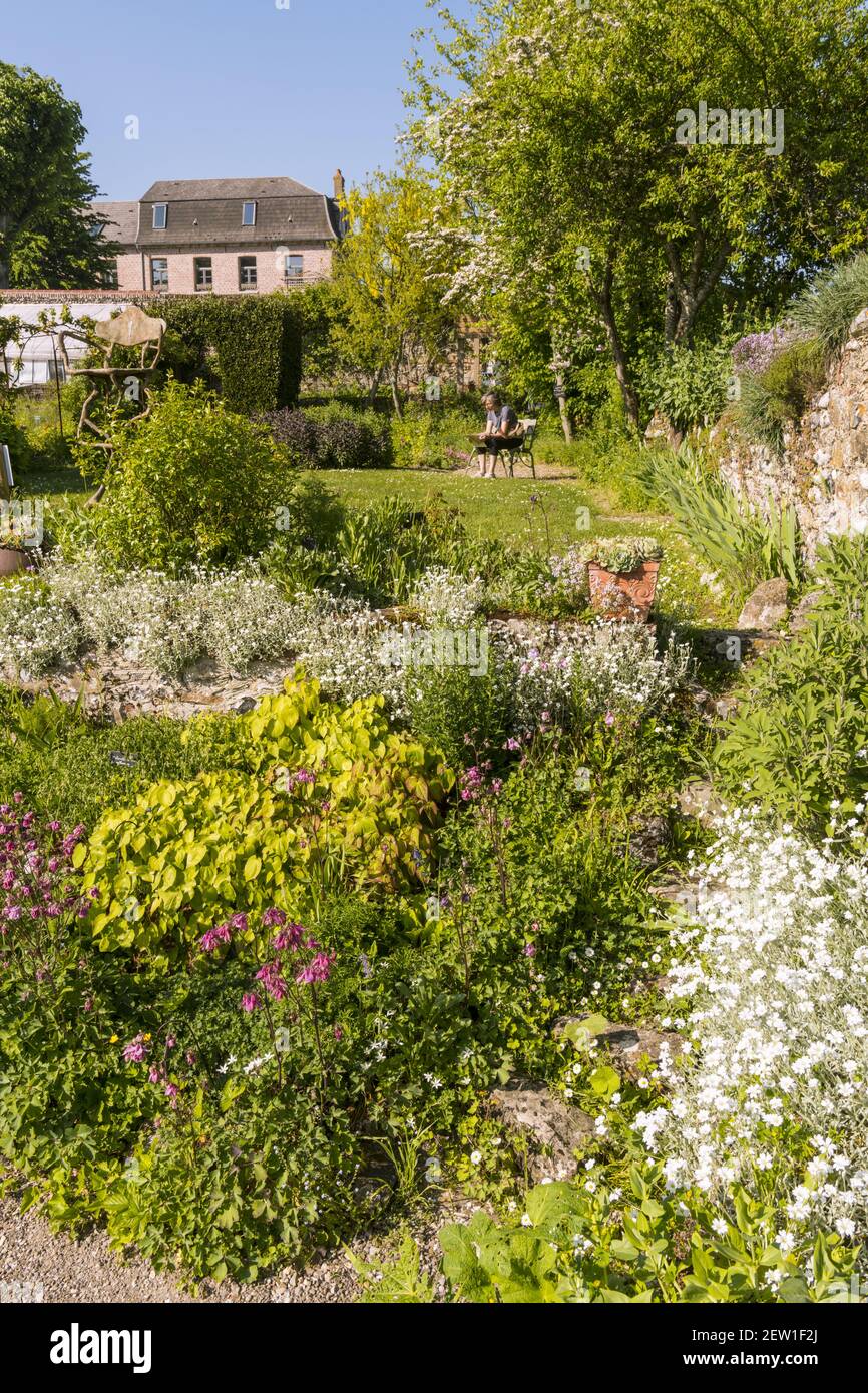 Frankreich, Somme, Baie de Somme, Saint Valery sur Somme, das Herbarium ist ein mittelalterlicher Garten klassifiziert bemerkenswerte Garten restauriert und von einem Verein seit 1995 gepflegt Stockfoto