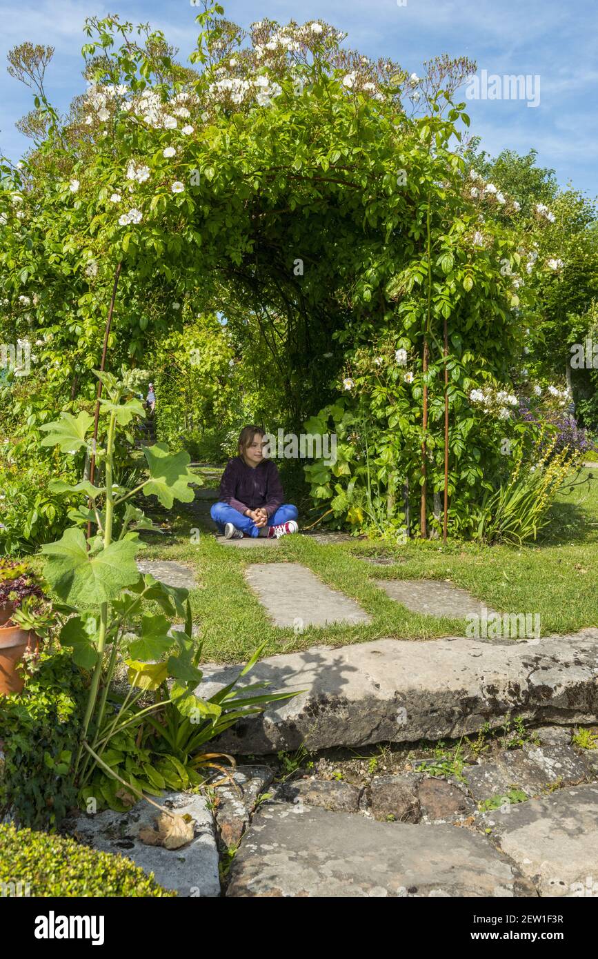 Frankreich, Somme, Baie de Somme, Saint Valery sur Somme, das Herbarium ist ein mittelalterlicher Garten klassifiziert bemerkenswerte Garten restauriert und von einem Verein seit 1995 gepflegt Stockfoto