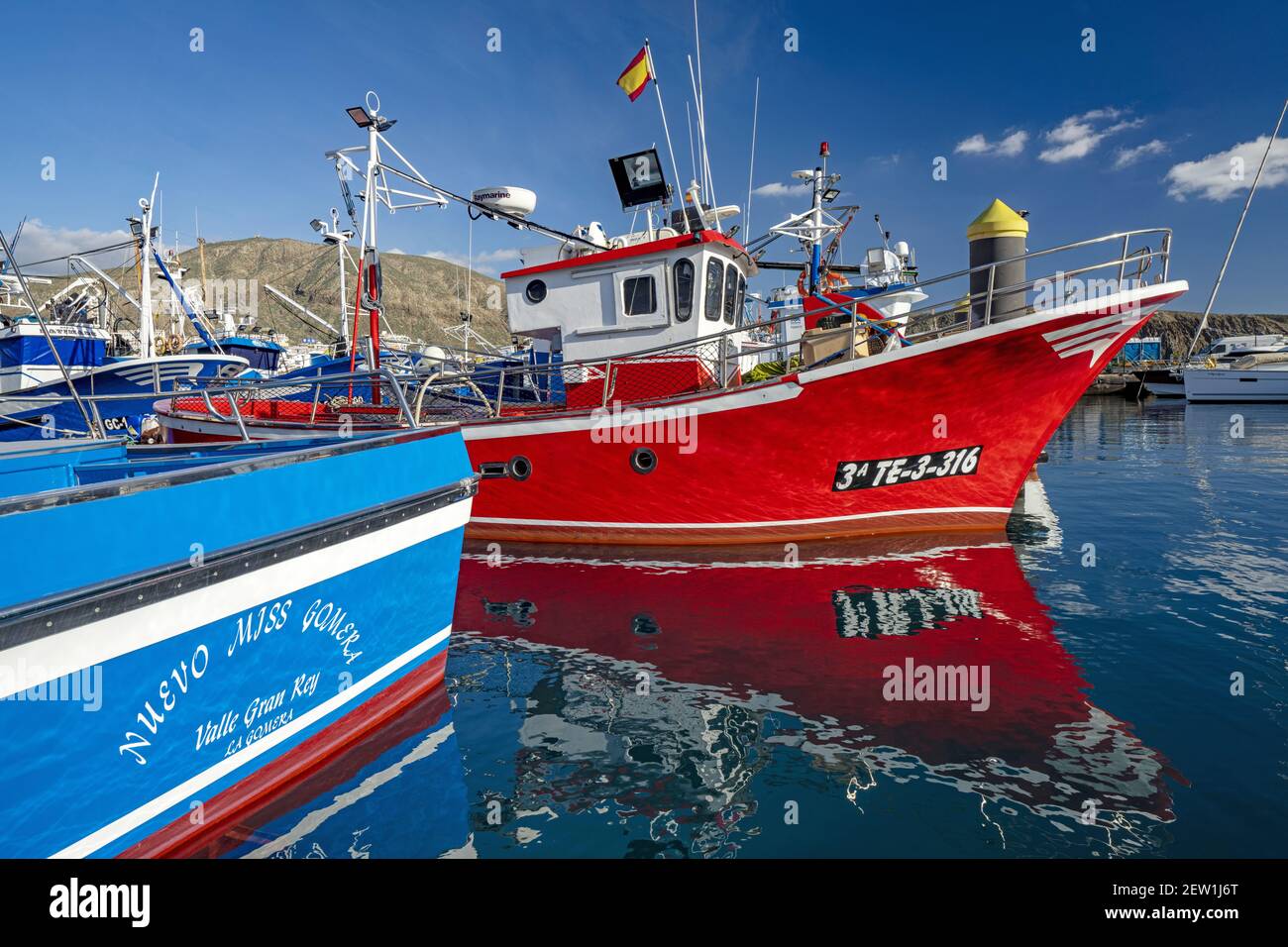 Spanien, Kanarische Inseln, Teneriffa, Los Cristianos, Fischerhafen Stockfoto