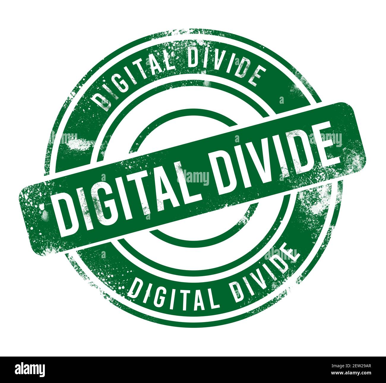 Digitale Teilung - grüne runde Grunge-Taste, Stempel Stockfoto