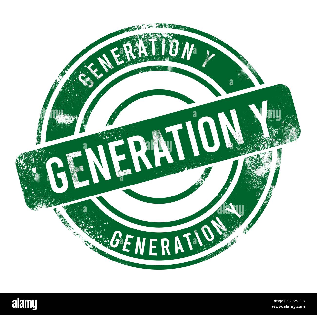 Generation Y - grüner runder Grunge-Knopf, Stempel Stockfoto