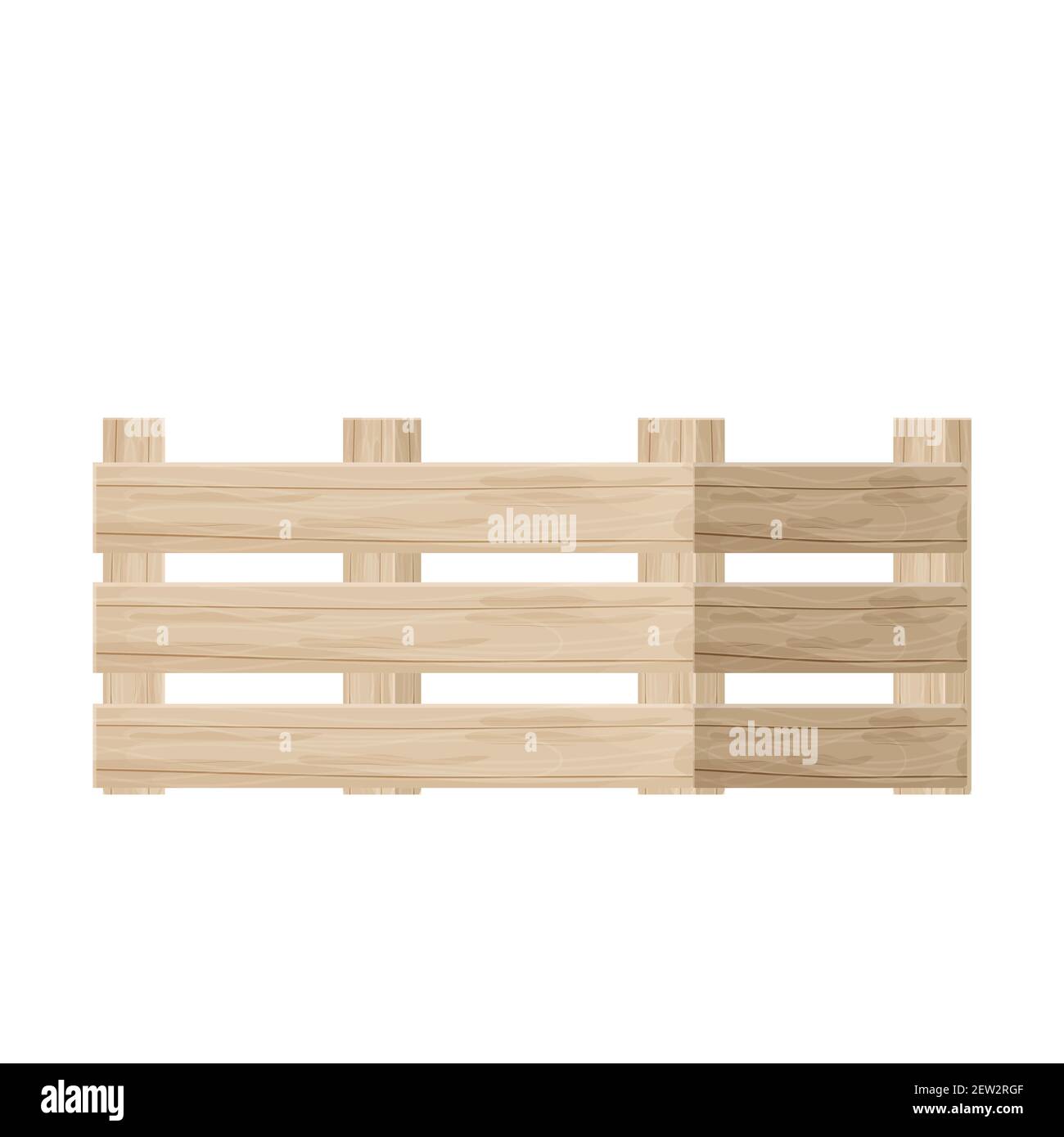 Holzkiste im Cartoon-Stil, strukturiert und detaillierte beige Farbe isoliert auf weißem Hintergrund Stock Vektor-Illustration. Behälter, leerer Griff, Paket, Designelement, Dekoration. Vektorgrafik Stock Vektor