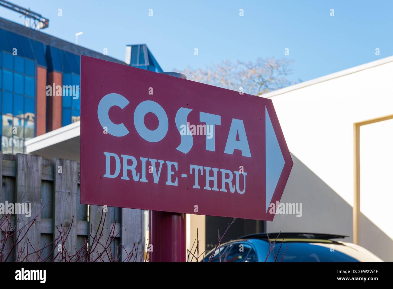 Costa Drive Thru Café in Five Ways, Edgbaston, Birmingham, Großbritannien Stockfoto